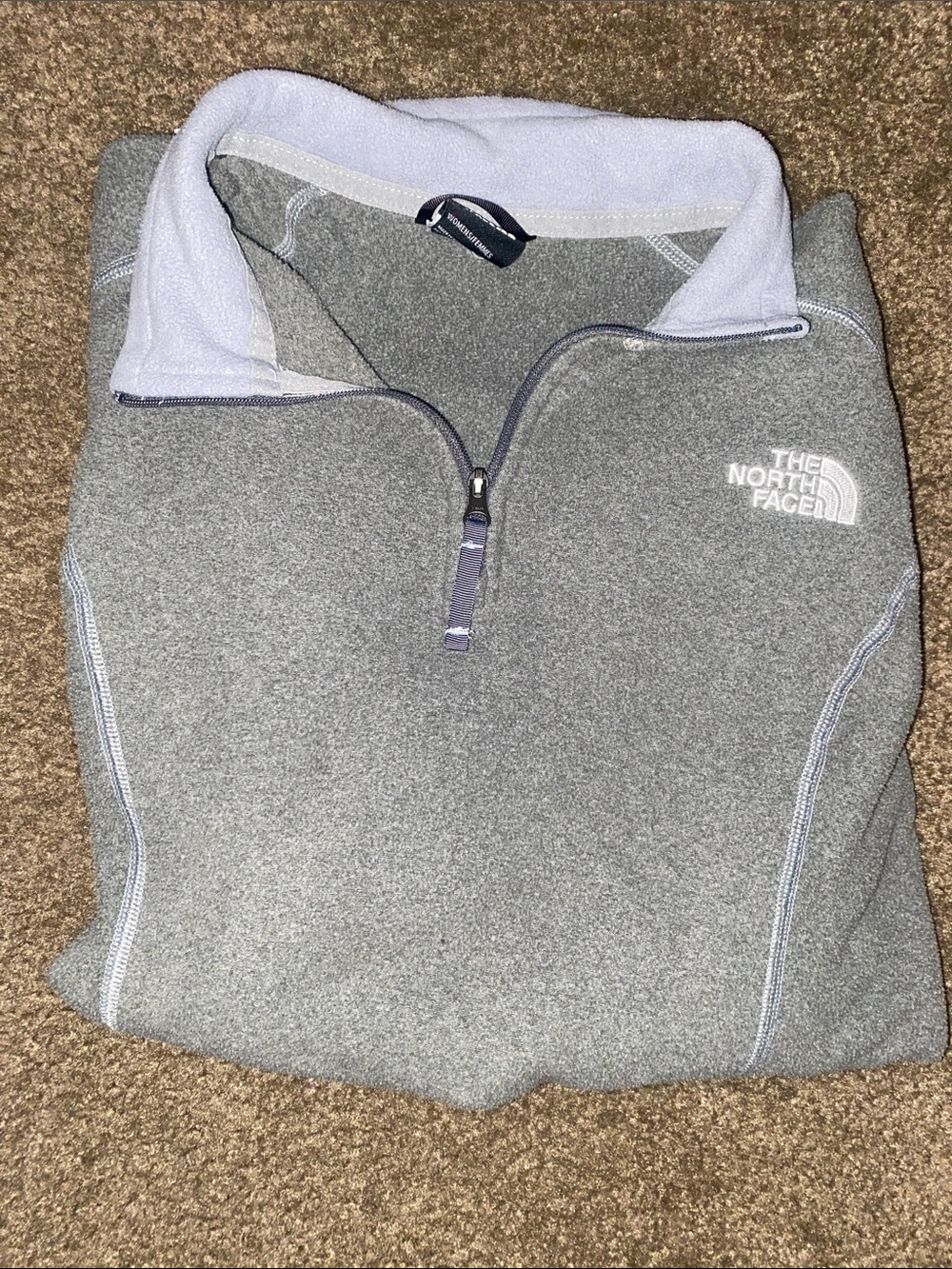 The North Face womens  Light Gray Quarter-Zip Fleece Pullover size small